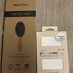 Bestool Boar brush Wet/Dry plus New Kitsch Satin pillow case NIB women men kids